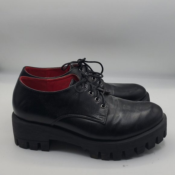 Herstyle Women's Leather Black Platform Shoes Size 7.5 - Picture 4 of 9